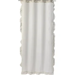 Voilage à oeillets 140x240cm contour à volant polyester beige