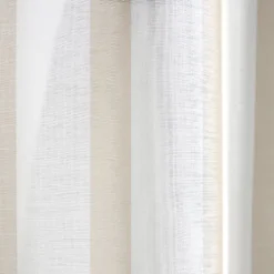 Voilage à oeillets 140x240cm polyester bayadère rayures blanc et beige