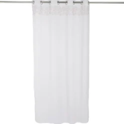 Voilage polyester 140x240cm imprimé rose et blanc