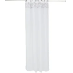 Voilage polyester 140x240cm imprimé gris et blanc