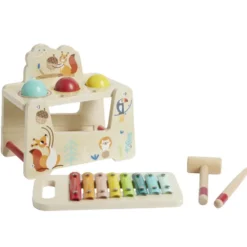 Xylophone marteau 2en1 en bois 7 pièces